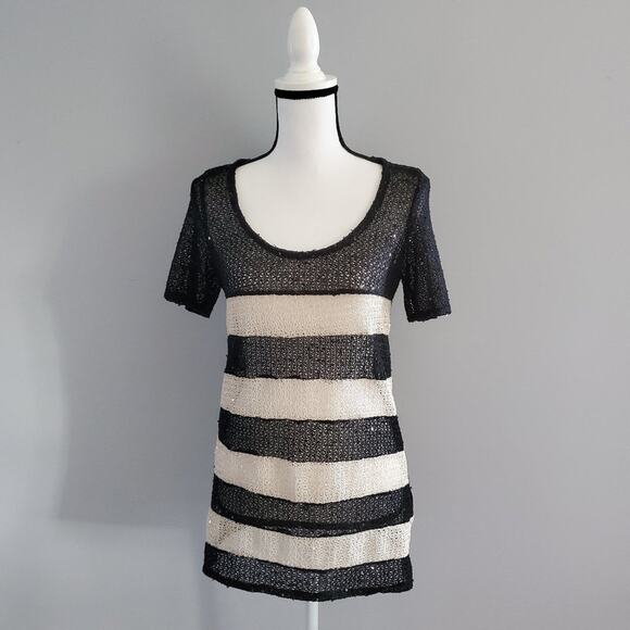 Sugarlips Short Sleeve Open Knit Lightweight Sweater M - Picture 1 of 7